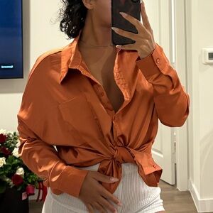 Missguided Burnt Orange Button-Down Shirt
